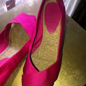 Ralph Lauren Shoes - Ralph Lauren hot pink peep toe wedges Ralph Lauren Shoes - Ralph Lauren hot pink peep toe wedges